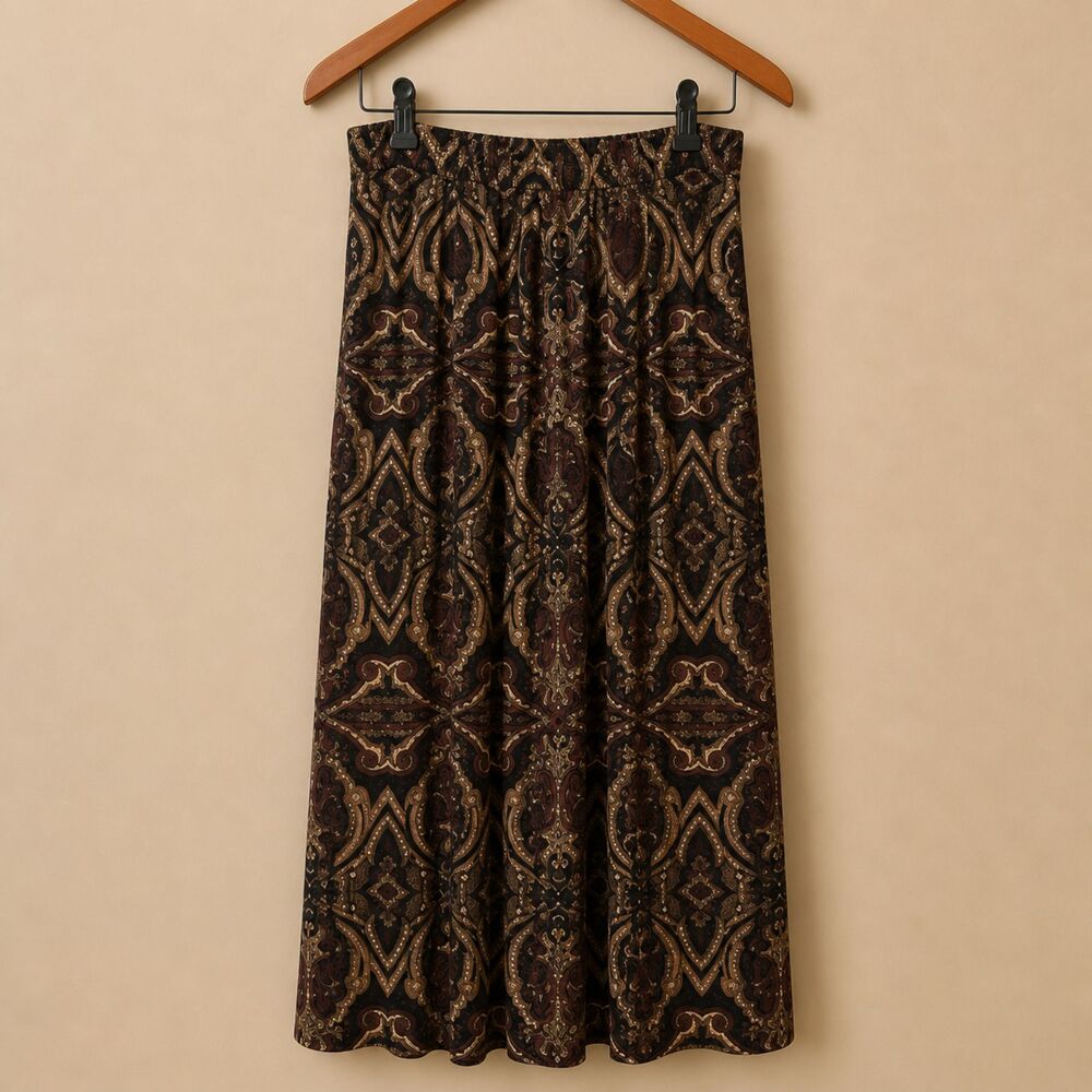 Vintage Michael Taylor Women Size M Brown Paisley Maxi Skirt Boho